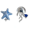 Designer's style ~ Asymmetrical and unique ins sweet and cool style starfish and jellyfish silver stud earrings, a niche internet-famous earrings for women Item Picture